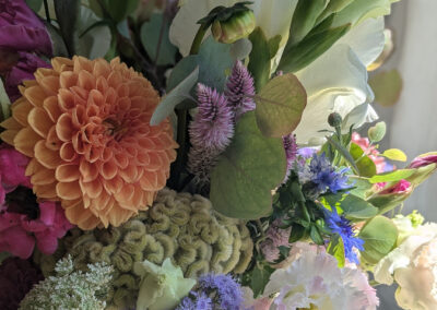 Closeup of pastel flower bouquet.