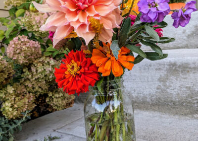 Colorful and bold flowers in a vase.